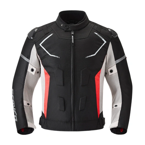 [1301021403] Chaqueta de protección para Motociclista Scoyco JK321 (Negro con Rojo, S)